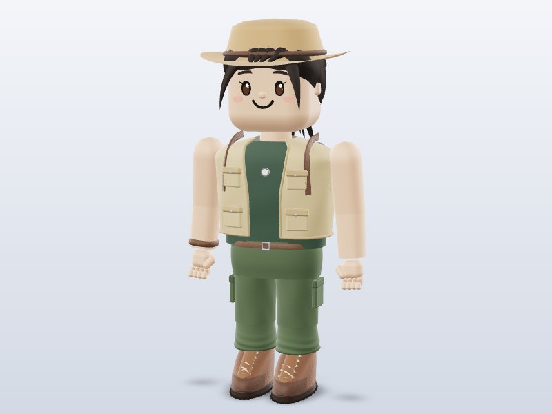 Blocky Explorer Girl — Rigged & Animated 3D model