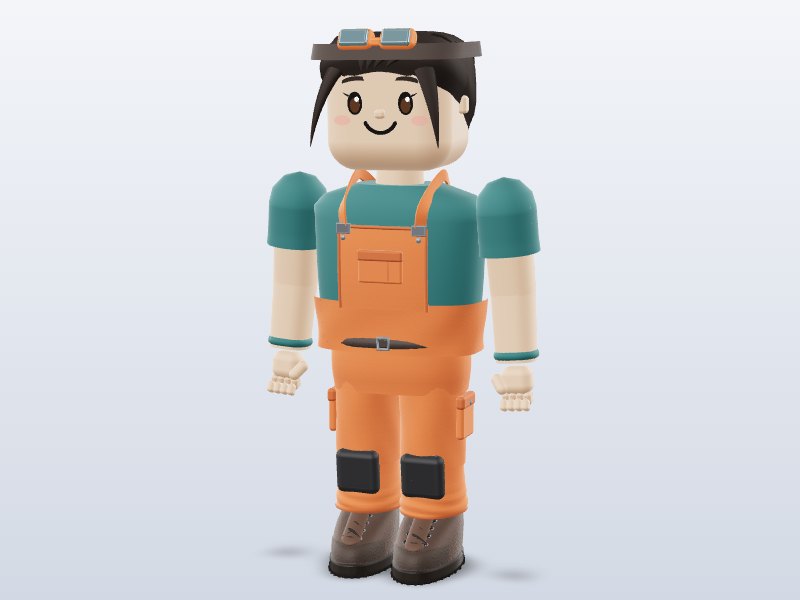Blocky Mechanic Girl — Rigged & Animated 3D model