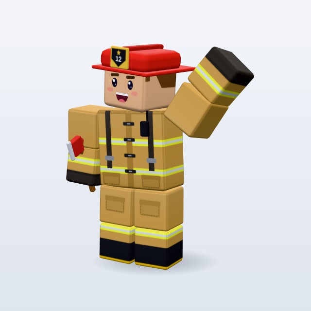 Blocky Firefighter — Rigged & Animated 3D model