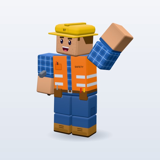 Blocky Construction Worker — Rigged & Animated 3D model
