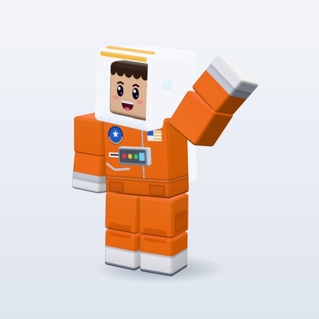 Blocky Astronaut (Orange Suit) — Rigged & Animated 3D model