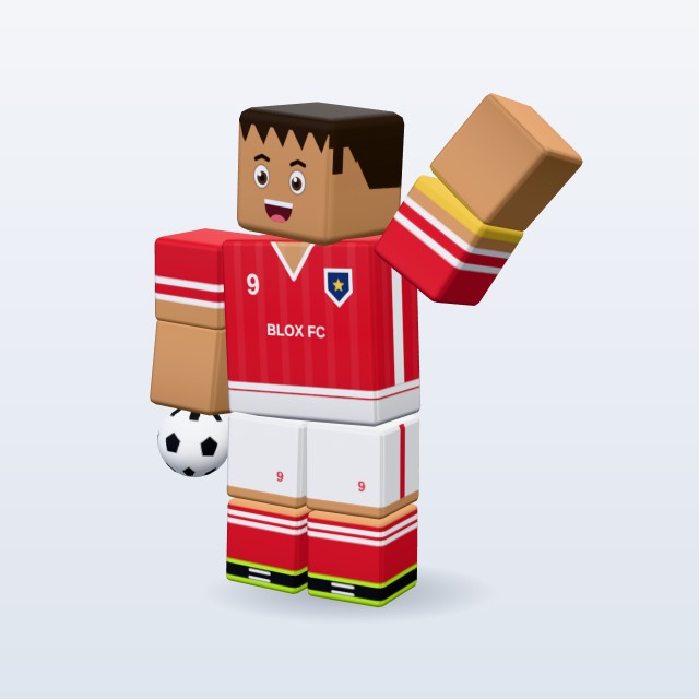 Blocky Soccer Player (Red Kit) — Rigged & Animated 3D model