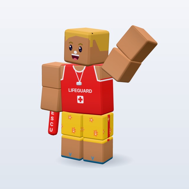 Blocky Lifeguard — Rigged & Animated 3D model