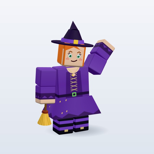 Blocky Witch — Rigged & Animated 3D model