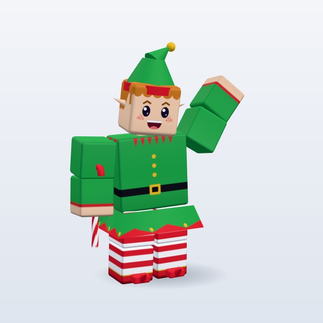 Blocky Christmas Elf — Rigged & Animated 3D model