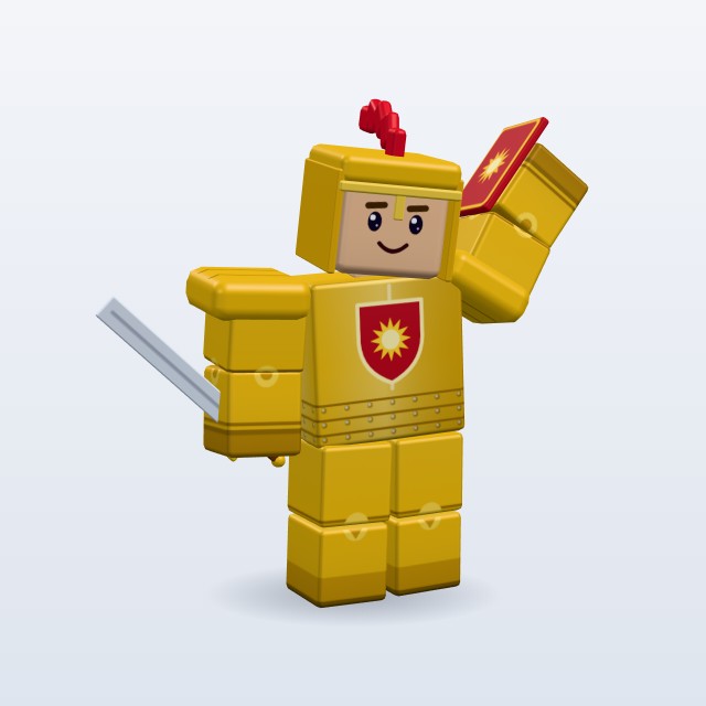 Blocky Golden Knight — Rigged & Animated 3D model