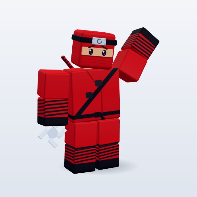 Blocky Red Ninja — Rigged & Animated 3D model