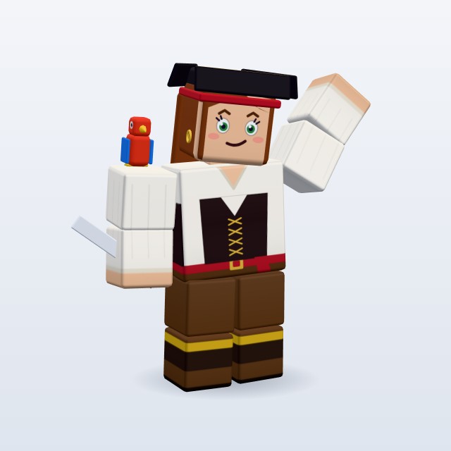 Blocky Pirate Girl — Rigged & Animated 3D model