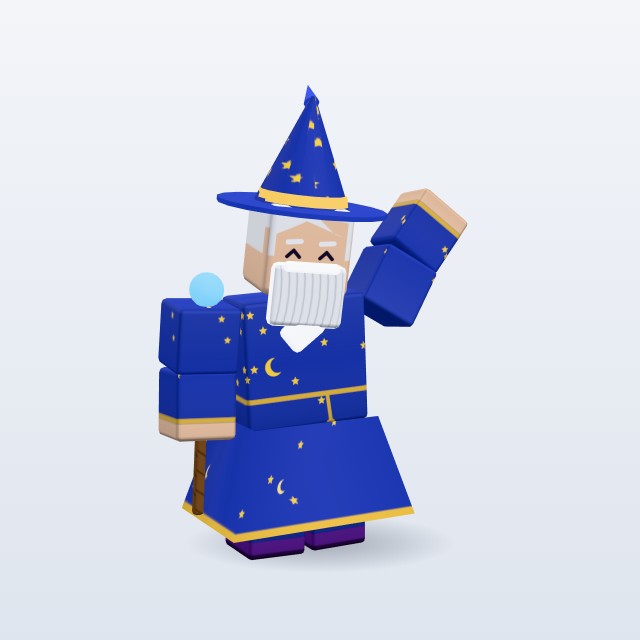Blocky Wizard — Rigged & Animated 3D model