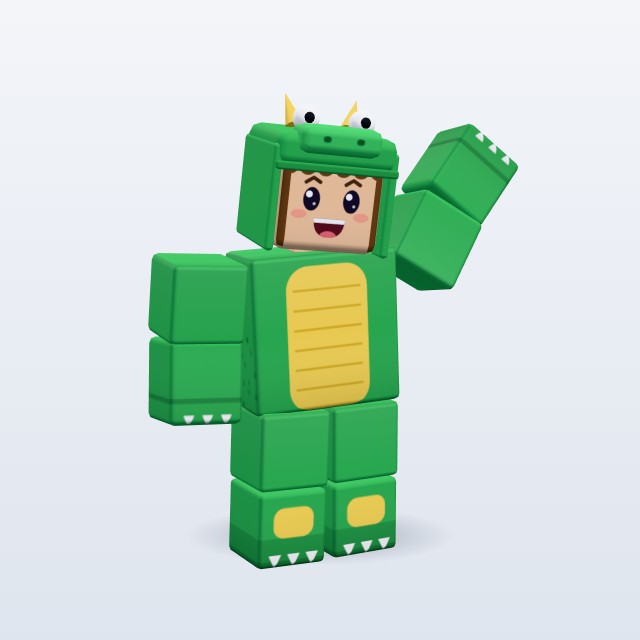 Blocky Dragon Costume Kid — Rigged & Animated 3D model