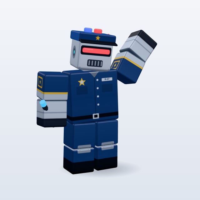 Blocky Robot Cop — Rigged & Animated 3D model