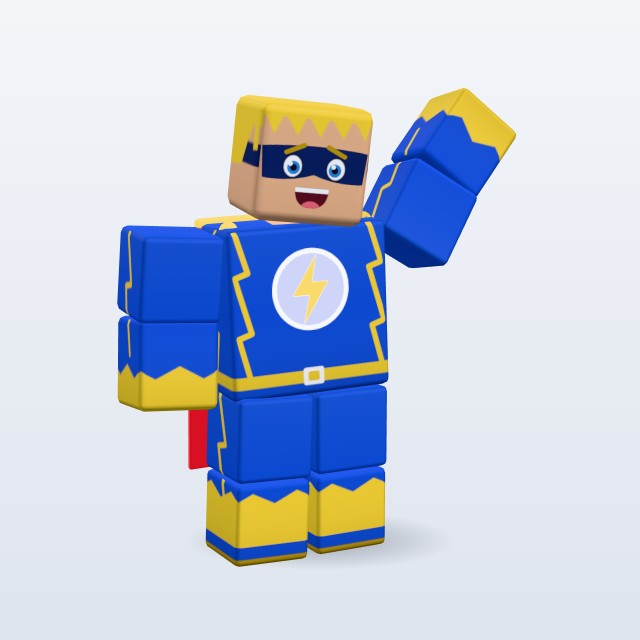 Blocky Captain Bolt — Rigged & Animated 3D model