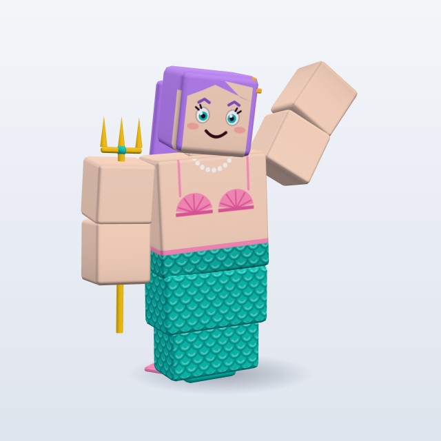 Blocky Mermaid — Rigged & Animated 3D model