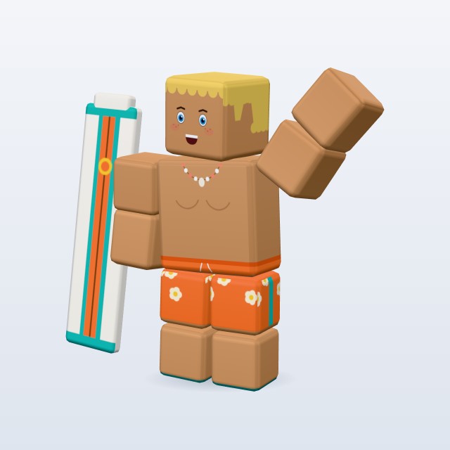 Blocky Surfer — Rigged & Animated 3D model