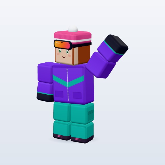 Blocky Snowboarder — Rigged & Animated 3D model
