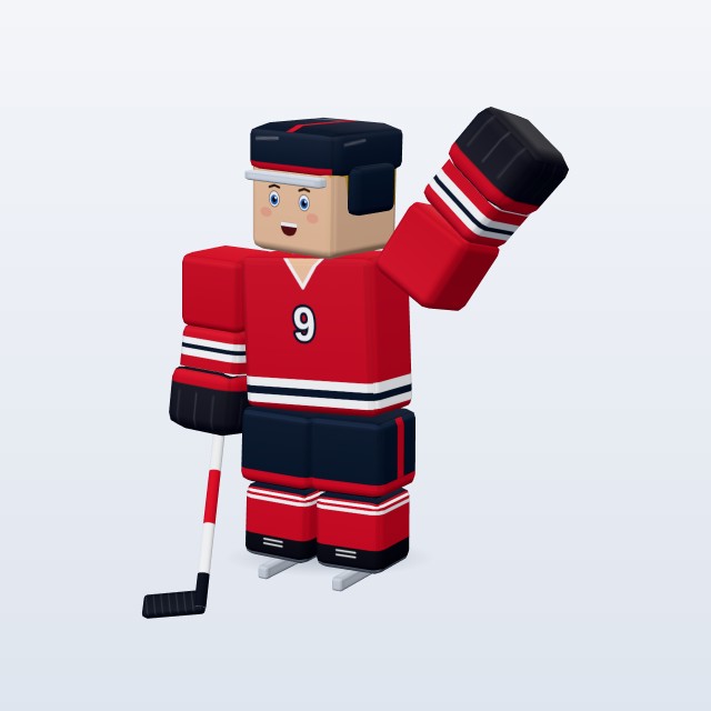 Blocky Ice Hockey Player — Rigged & Animated 3D model