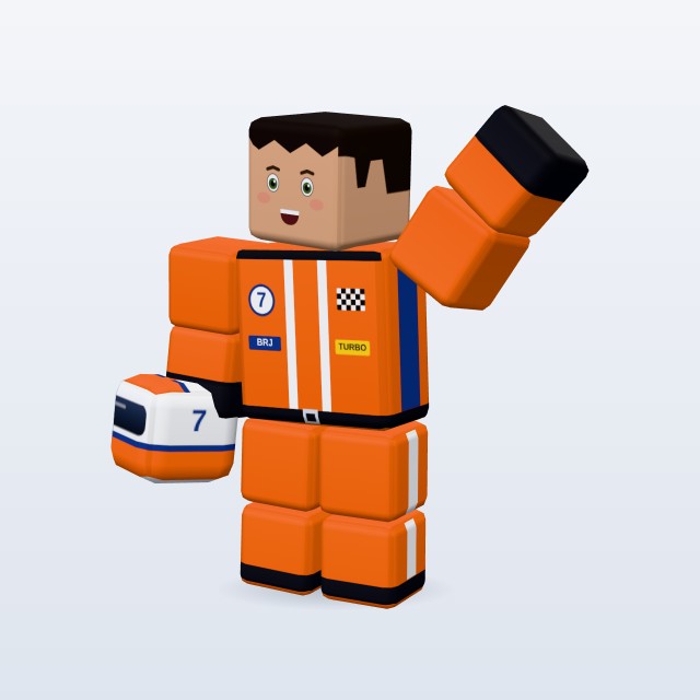 Blocky Race Car Driver — Rigged & Animated 3D model