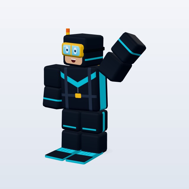 Blocky Scuba Diver — Rigged & Animated 3D model