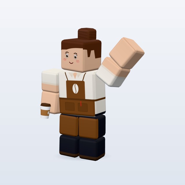 Blocky Barista — Rigged & Animated 3D model