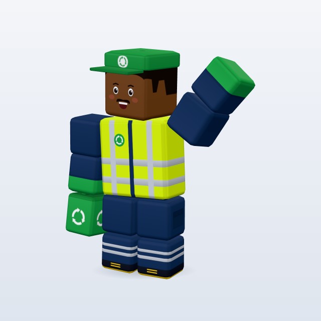 Blocky Recycling Worker — Rigged & Animated 3D model