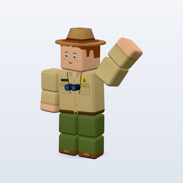 Blocky Park Ranger — Rigged & Animated 3D model