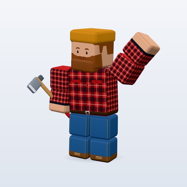 Blocky Lumberjack — Rigged & Animated 3D model