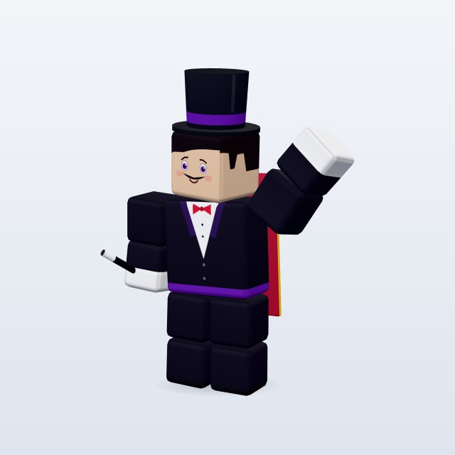 Blocky Magician — Rigged & Animated 3D model