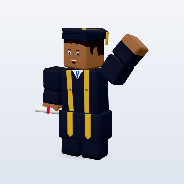 Blocky Graduate — Rigged & Animated 3D model
