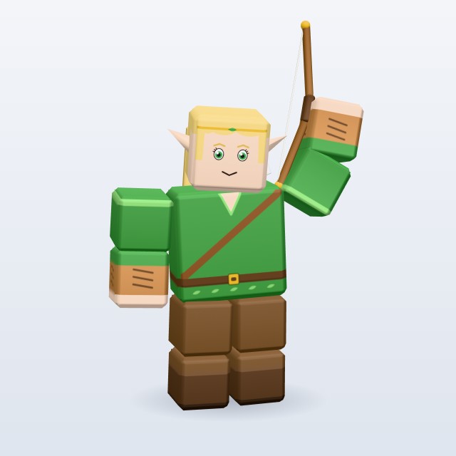 Blocky Elf Archer — Rigged & Animated 3D model