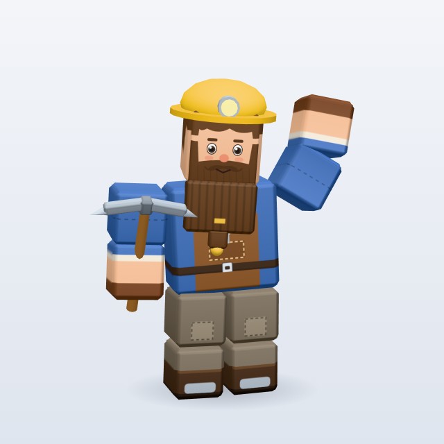 Blocky Dwarf Miner — Rigged & Animated 3D model