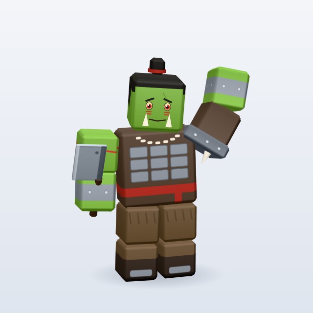 Blocky Orc Warrior — Rigged & Animated 3D model