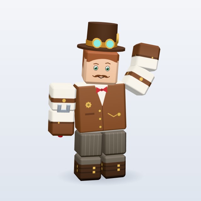 Blocky Steampunk Inventor — Rigged & Animated 3D model