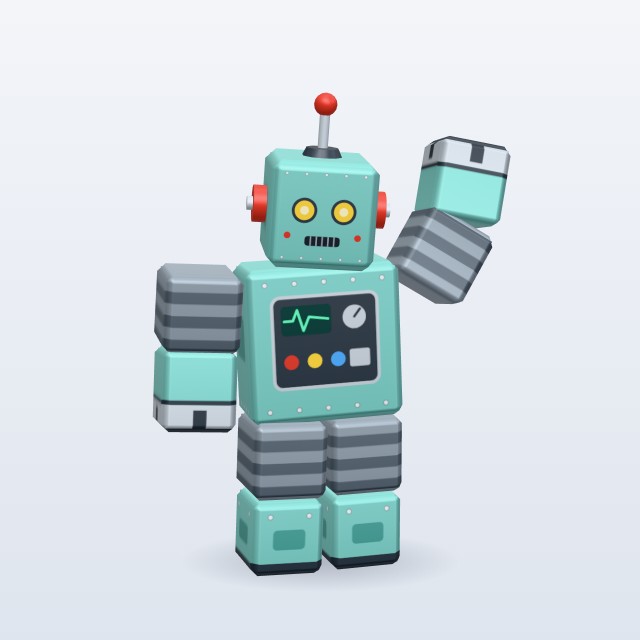 Blocky Retro Robot — Rigged & Animated 3D model