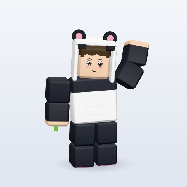 Blocky Kid in Panda Costume — Rigged & Animated 3D model