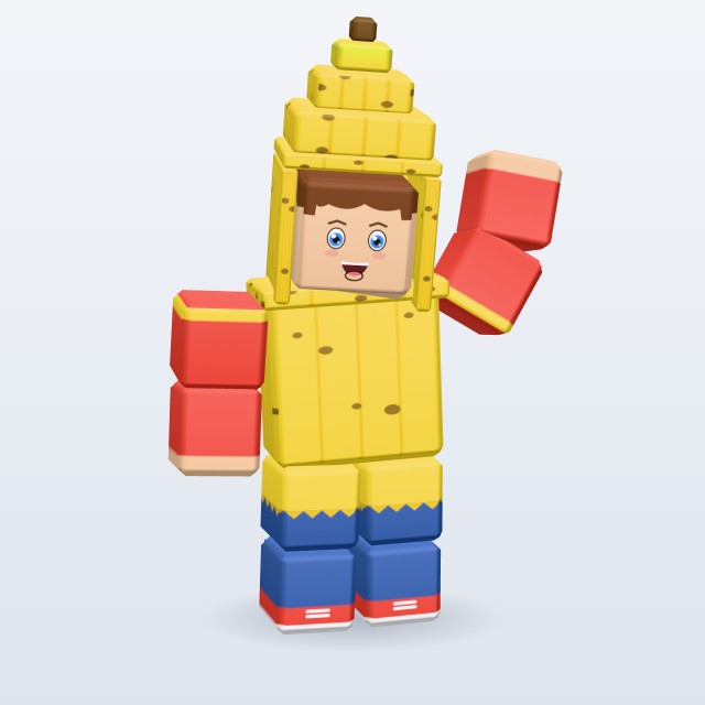 Blocky Banana Costume — Rigged & Animated 3D model