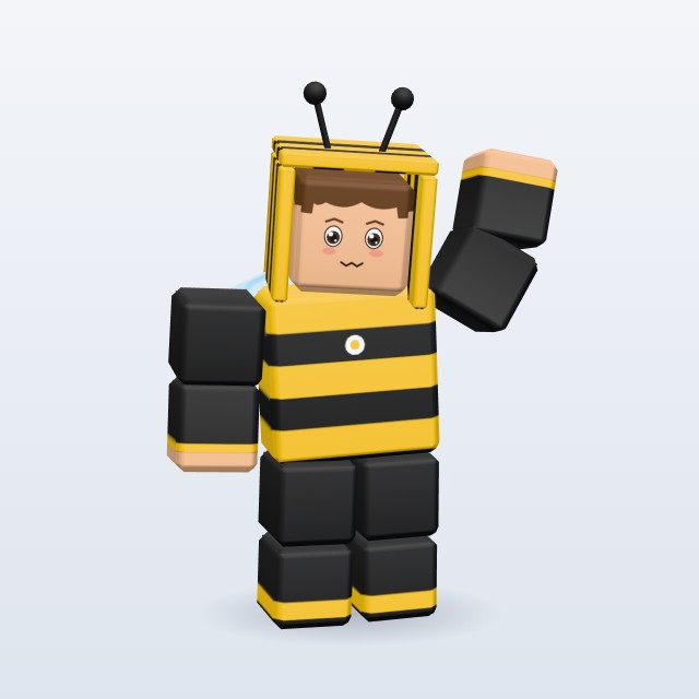 Blocky Kid in Bee Costume — Rigged & Animated 3D model