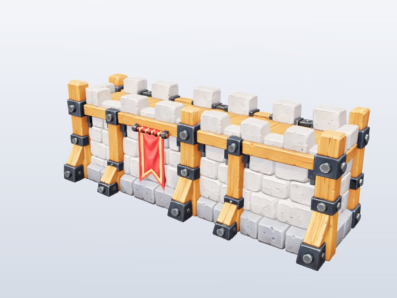 Castle Wall with Banner 3D model