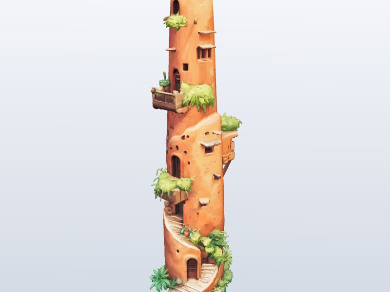 Tall Rock Tower 3D model