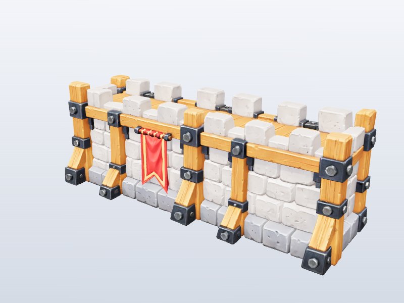 Castle Wall — Straight Section 3D model