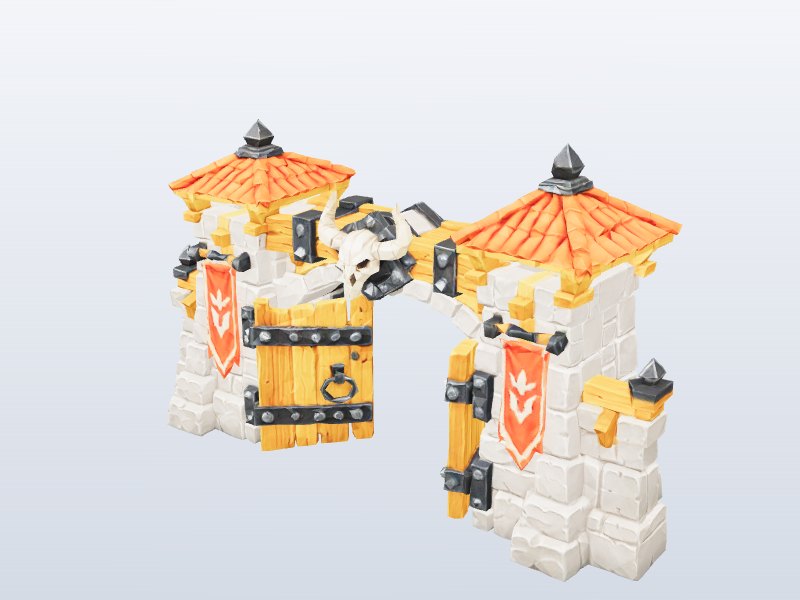 Castle Gate with Two Towers 3D model