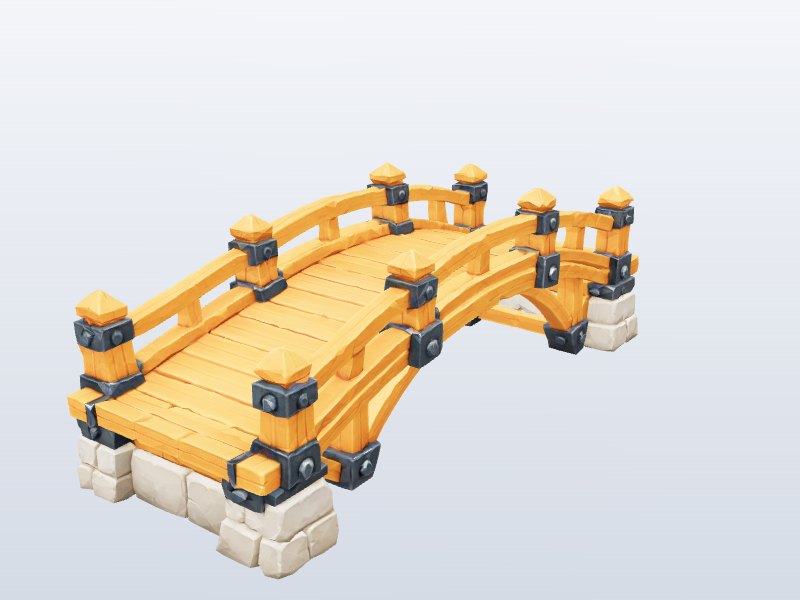 Wooden Arched Bridge 3D model