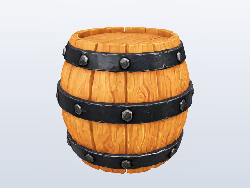 Cartoon Wooden Barrel 3D model