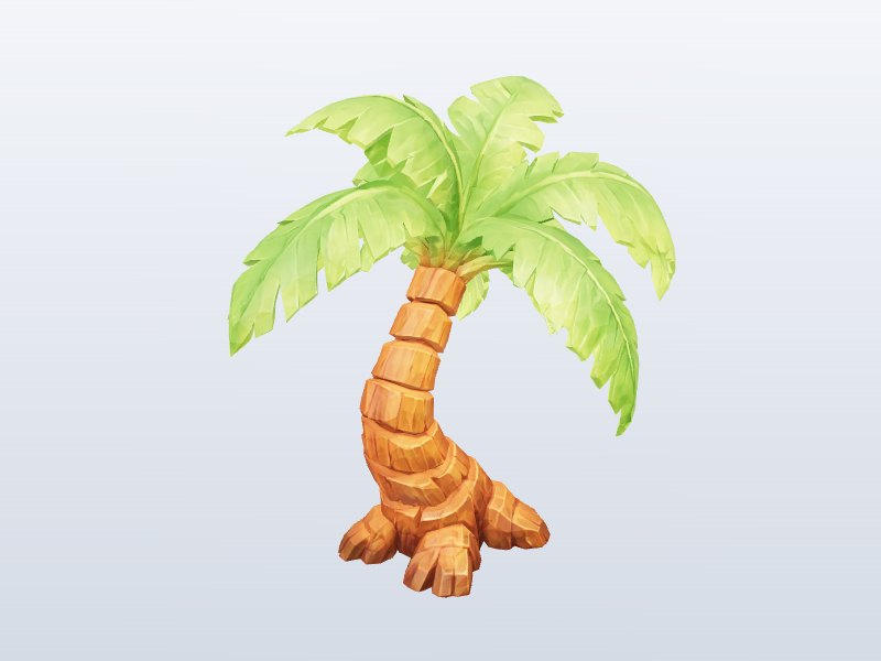 Curved Cartoon Palm Tree 3D model