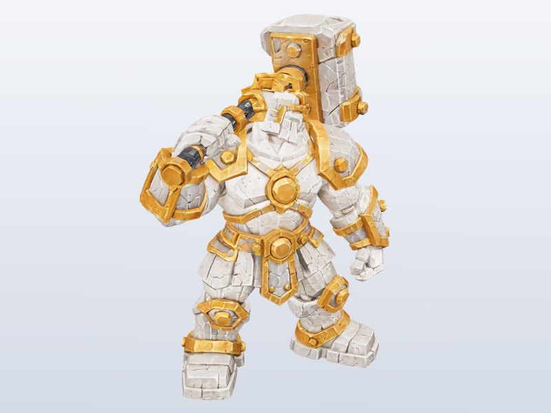 Stone Golem Warrior Statue 3D model