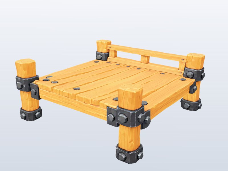 Wooden Dock Platform 3D model
