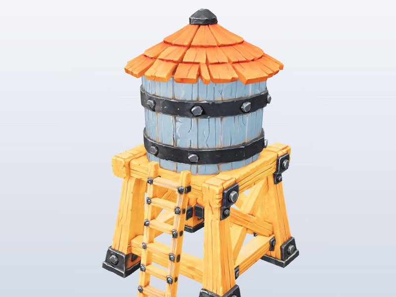 Wooden Water Tower 3D model