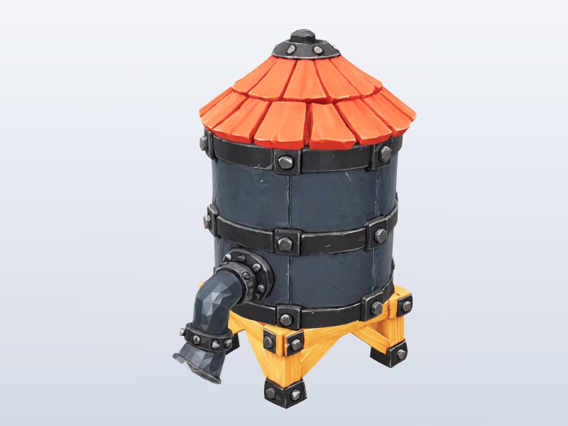 Cartoon Silo Tank 3D model